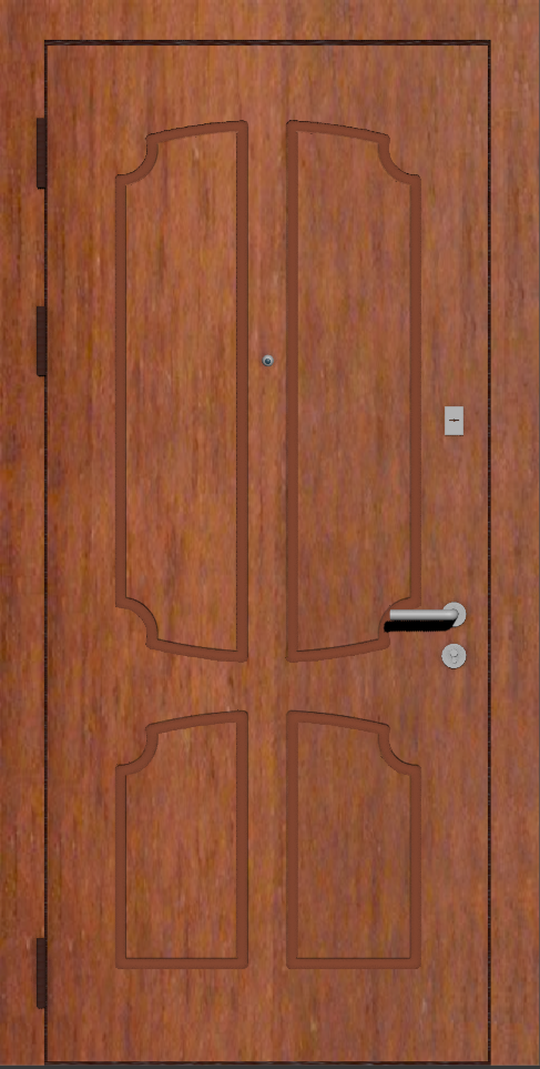 Дверь входная с отделкой шпон красное дерево E5